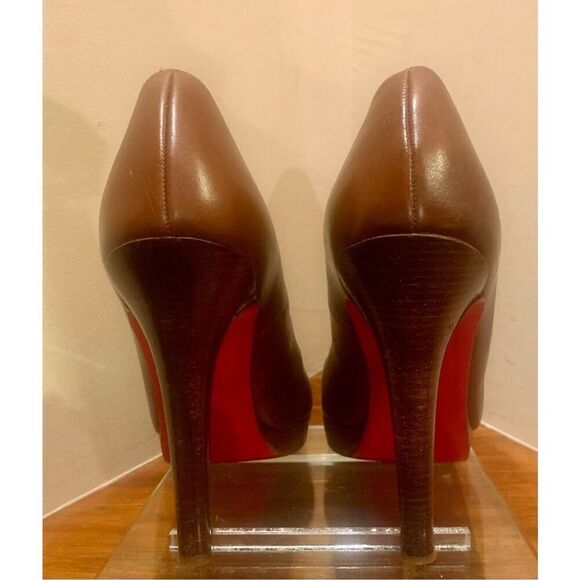 Christian Louboutin Brown “Bruges” Leather Pumps Round Toe Platform Size 40.5 - Picture 7 of 10